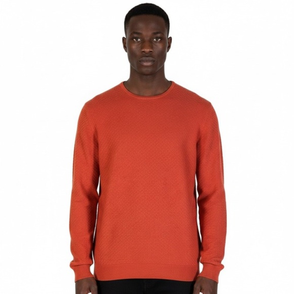 Zara Man Sweater Men's M Orange Textured Long Sleeve‎ Viscose Blend